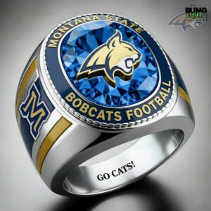 Montana State Bobcats Football Club Go Cats Diamond Engraved Rings