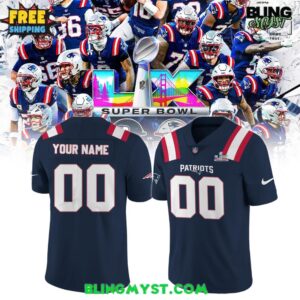 New England Patriots Super Bowl LX Patch Game Limited Edition Football Jersey