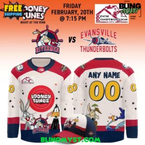 Peoria Rivermen Looney Tunes Night At Rink Edition Hockey Jersey