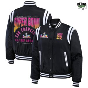 Super Bowl LX WEAR by Erin Andrews Women’s Full-Snap Bomber Jacket
