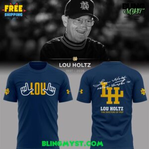 Legendary Coach Lou Holtz Notre Dame Memorial T-Shirt